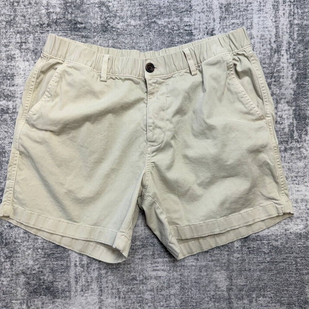 Bearbottom Shorts Mens Large 5.5" Beige Elastic Waist Cotton Twill Chino Coastal